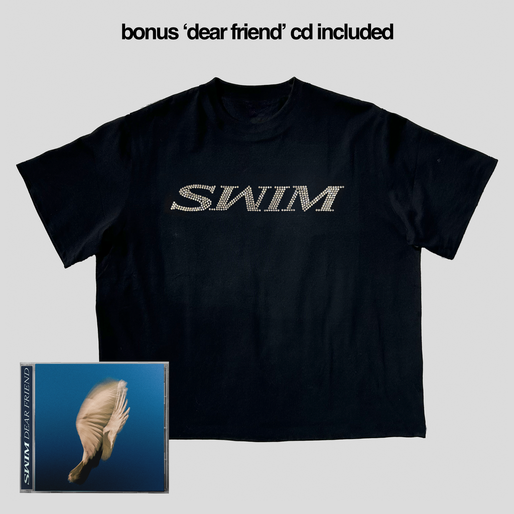 Black 'SWIM' Rhinestone Tee + Bonus 'Dear Friend' CD
