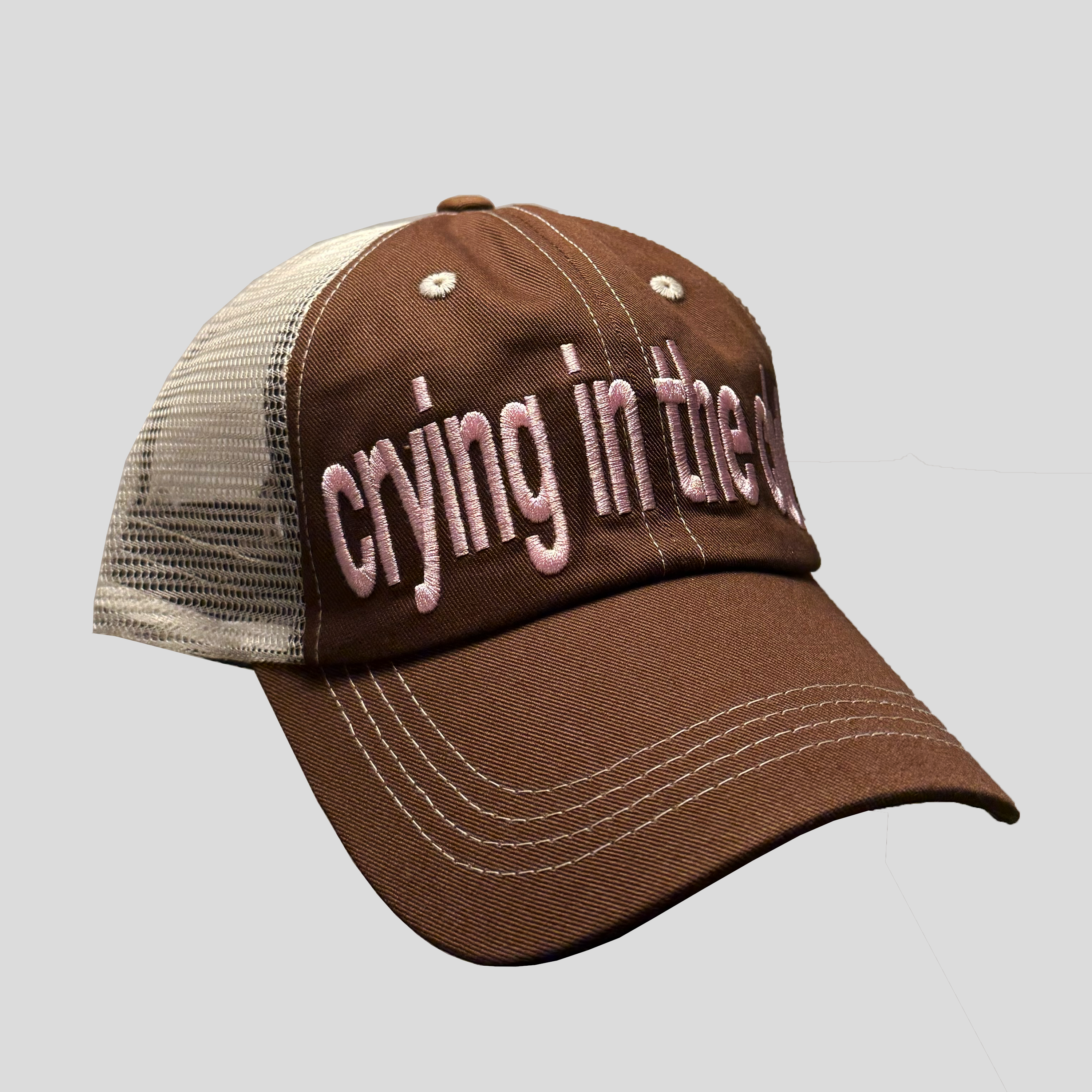 'Crying In The Club' Trucker Cap - Brown / Pink / Beige